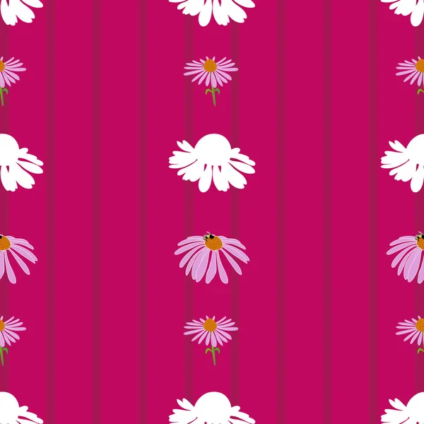紫锥菊花卉设计载体无缝图案 — 图库矢量图片