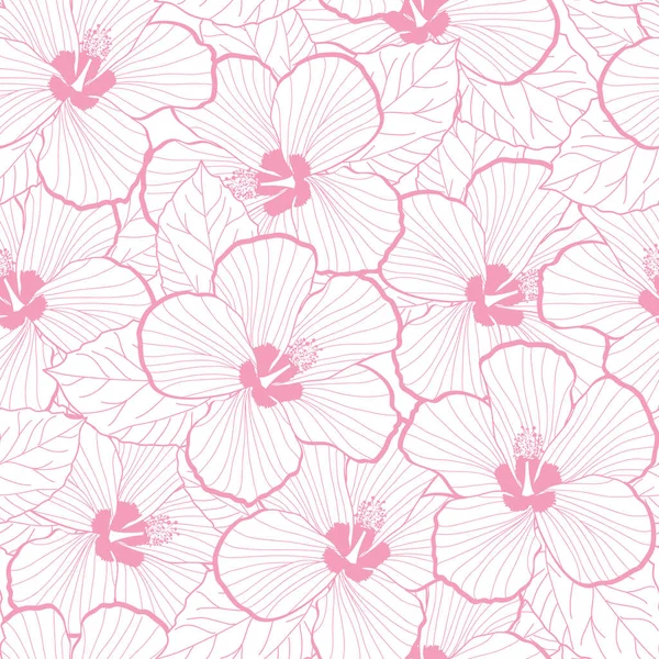 Patrón Sin Costura Hibisco Flor Textura Ilustración — Vector de stock