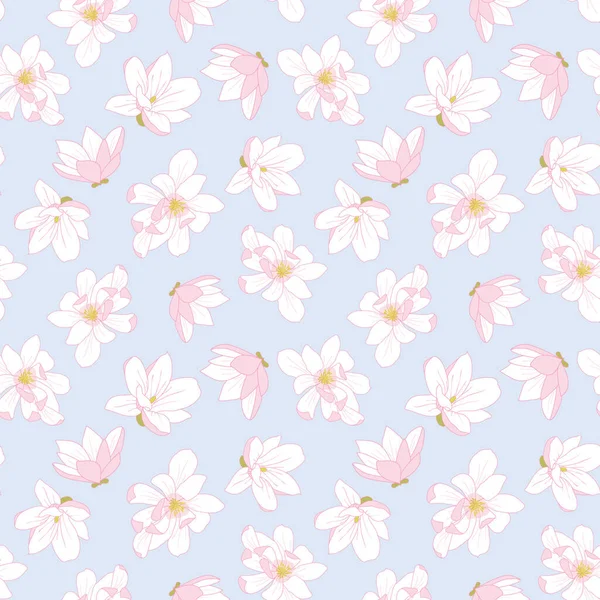 Diseño Sin Costuras Con Flores Magnolia Blanca Sobre Fondo Pastel — Archivo Imágenes Vectoriales