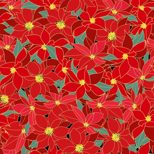 Noinsettia Çiçekleri Kusursuz Desen Tasarımı — Stok Vektör
