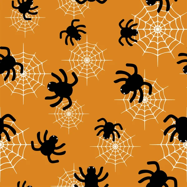 Spinnen Und Netze Nahtlose Muster Für Halloween — Stockvektor