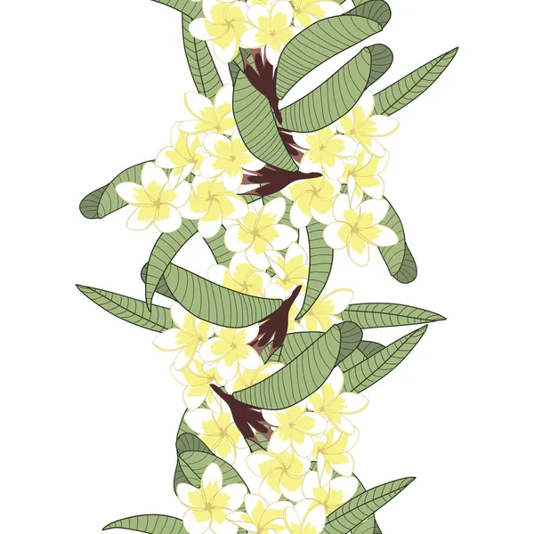Seamless Plumeria Κάθετο Φόντο Σύνορα Εικονογράφηση — Διανυσματικό Αρχείο