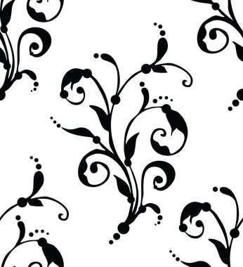 Çiçeksel tasarım vektörü siyah ve beyaz pürüzsüz desen