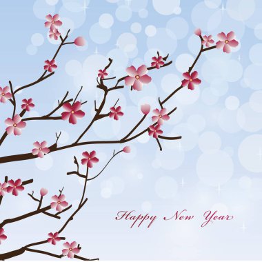 Yeni yıl kiraz çiçeği arkaplanı