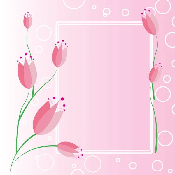 Tulp Bloemen Roze Achtergrond Met Frame — Stockvector