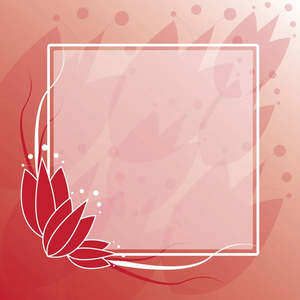 フレーム付きチューリップの花の赤の背景 — ストックベクタ