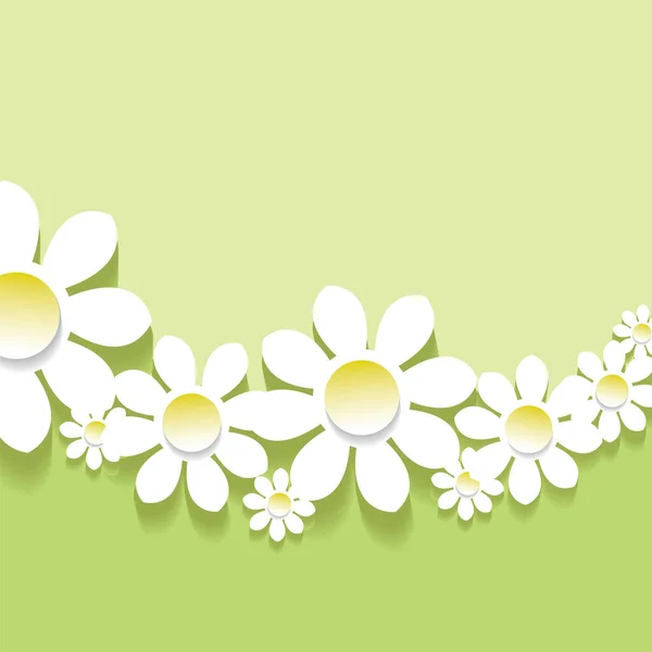 緑の春の背景3D花 — ストックベクタ