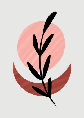 Soyut boho modern minimalist botanik sanatı