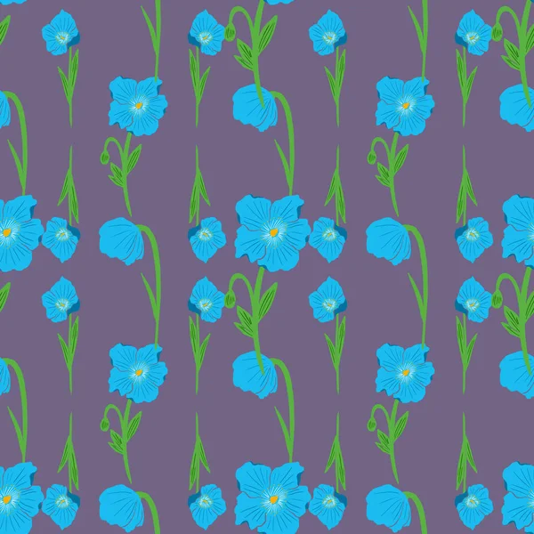Coquelicots Bleus Motif Vectoriel Floral Sans Couture — Image vectorielle