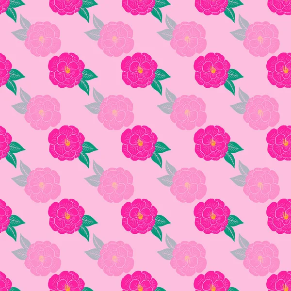 Beautiful Camellia Seamless Pattern Background Design Art — Stock Vector