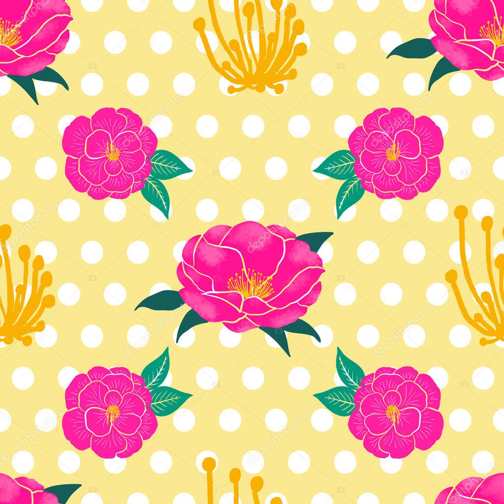 Camellia flowers seamless pattern design