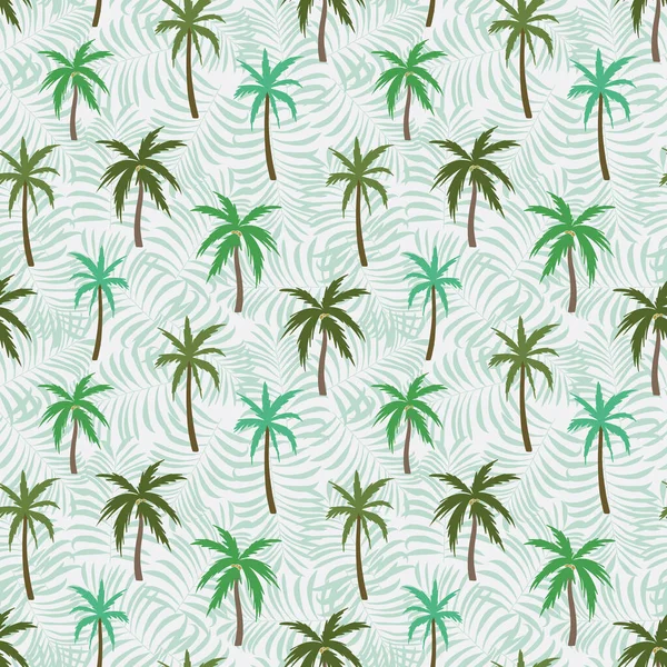 Palm Träd Sömlös Vektor Mönster Design Illustration — Stock vektor