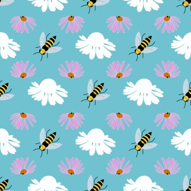 Ekinezya çiçekli, pürüzsüz desenli arka plan çizim sanatı