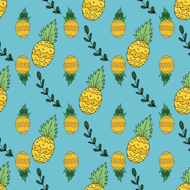 Vektör ananas tekrarlanan desen tasarım arka plan sanatı