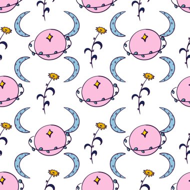 Beyaz arkaplan sanatında göksel vektör pürüzsüz desen tasarımı