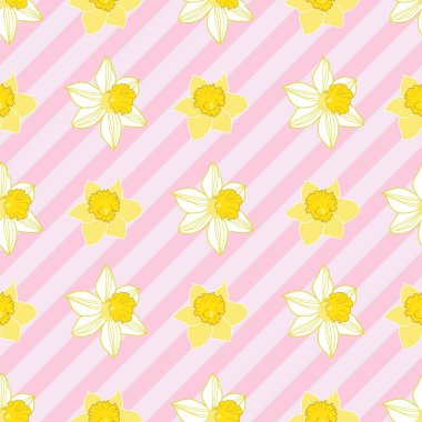 Pembe çizgiler üzerinde kusursuz nergis deseni