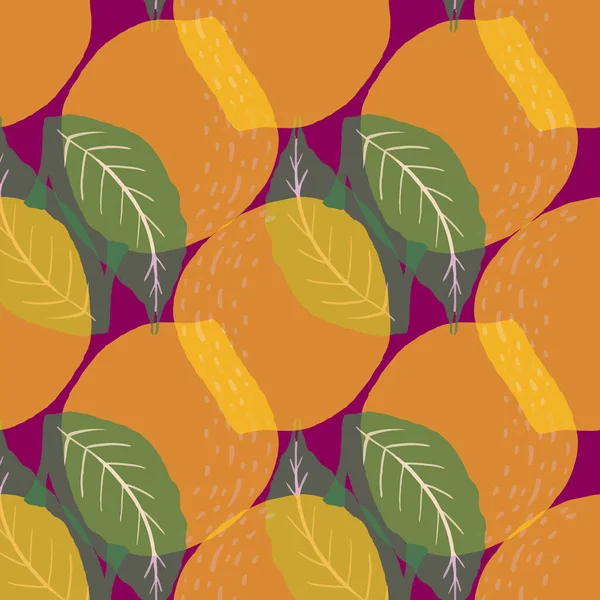 Lemons Vector Repeat Pattern Design Purple Background Illustration — Stock Vector