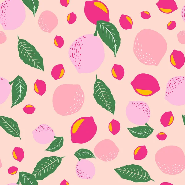 Zitronenblüten Vektor Nahtloses Muster Auf Beigem Hintergrund Design — Stockvektor