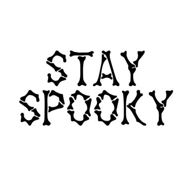 KALA SPOOKY kemikleri beyaz arkaplanda izole metin tasarımı illüstrasyonu