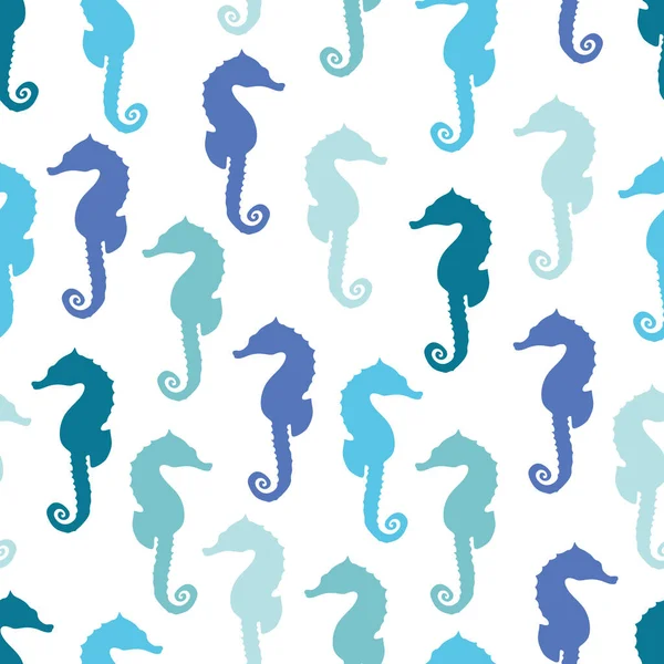 Blue Seahorse Seamless Pattern Illustration Background — Stock Vector