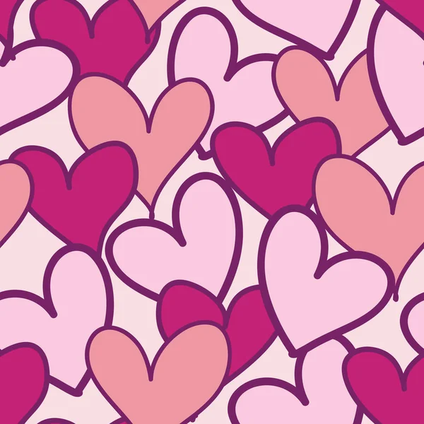 Bezešvé Růžové Cartoon Srdce Vektorový Vzor Ilustrace — Stockový vektor