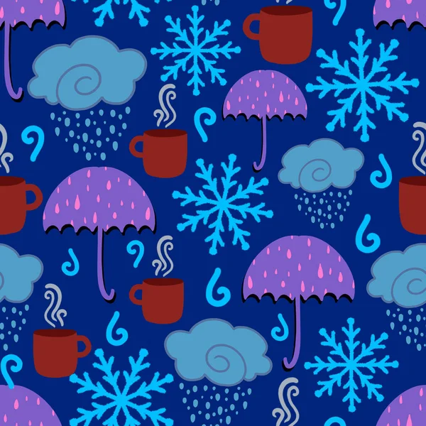 Winter Seizoen Regenachtige Naadloze Patroon Ontwerp Achtergrond Illustratie — Stockfoto