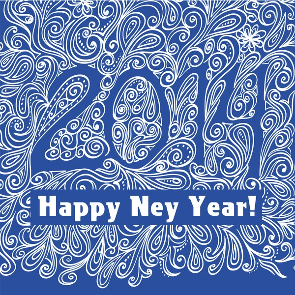 Mavi yeni yıl kartı — Stok Vektör