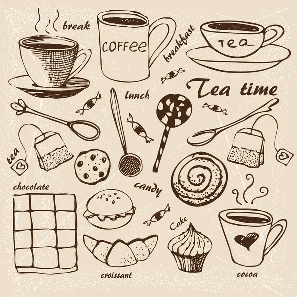 Ensemble de thé vintage — Image vectorielle