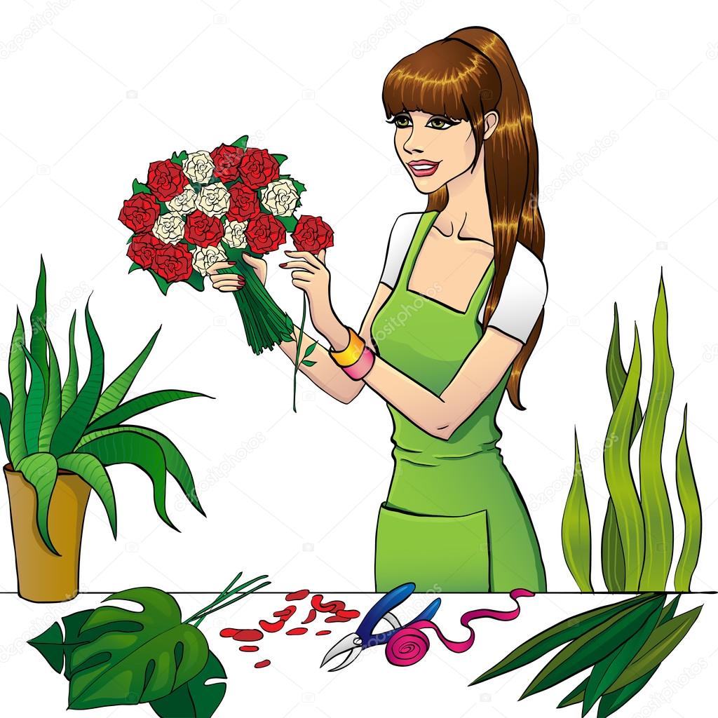 The Florist girl Stock Vector by ©Andreeva_Marina 47262185