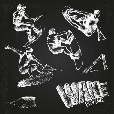 wakeboarding set clipart