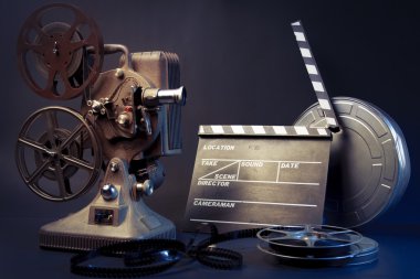 old film projector and movie objects clipart