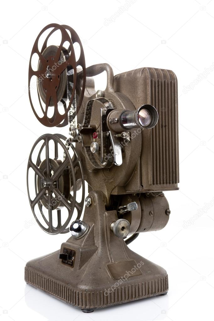 old film projector isolated on white