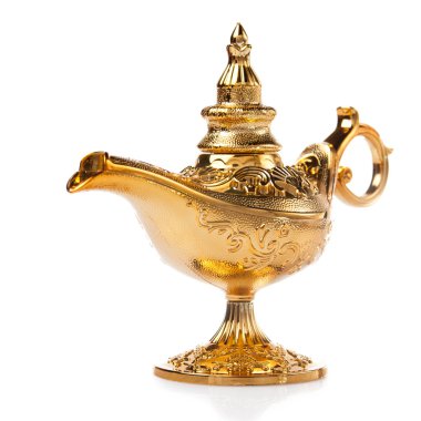 Aladdin's cin lamba beyaz izole magic