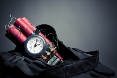 time bomb inside a backpack in a subway station clipart