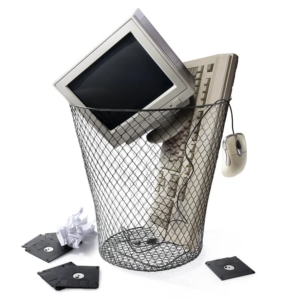 Tecnologia obsoleta, CPU da tastiera e monitor — Foto Stock