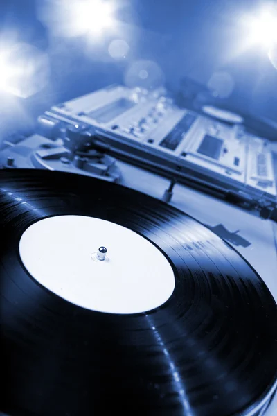 DJ Turntable with bright lights — Stock Photo, Image