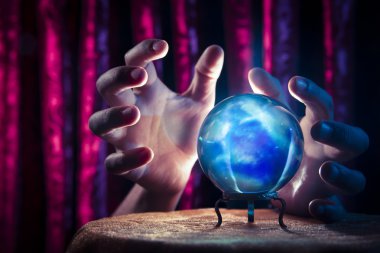 Fortune teller's Crystal Ball with dramatic lighting clipart