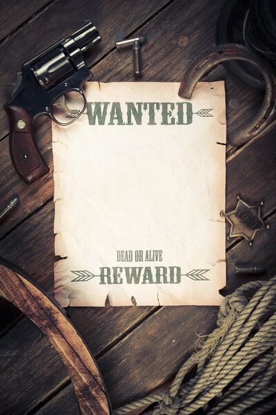 Old west background with wanted poster