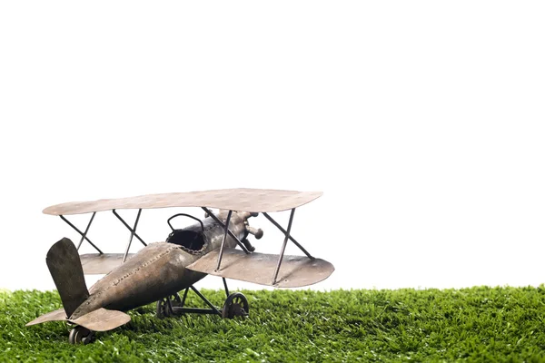 Avião de brinquedo isolado em branco — Fotografia de Stock