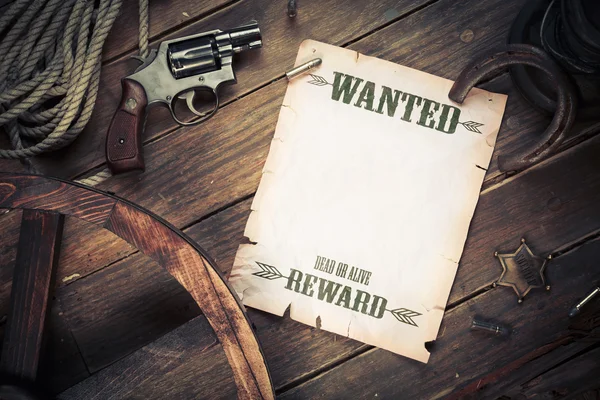 Old west background with wanted poster — Stock Photo, Image