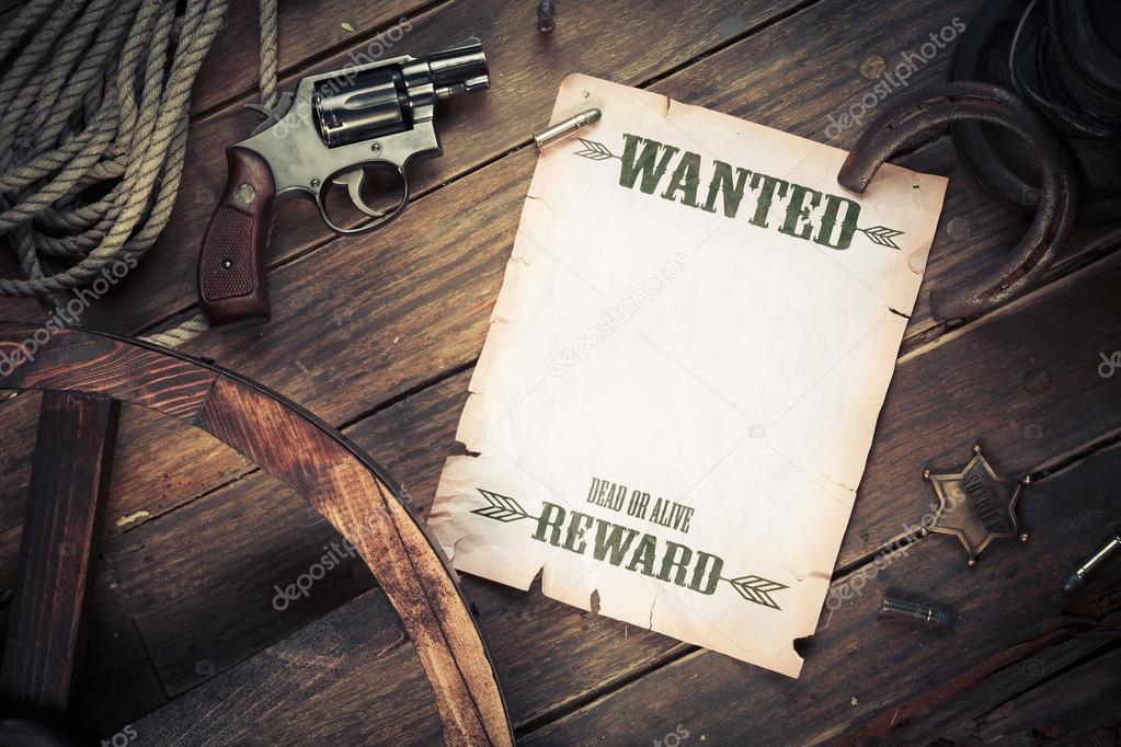 Old west background with wanted poster