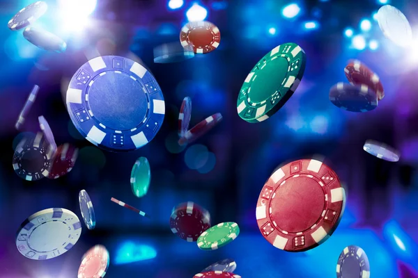 Casino chips falling — Stock Photo, Image