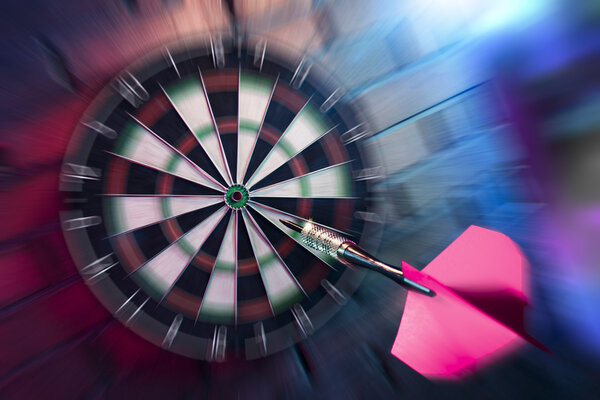 Dart about to hit target