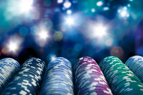 Poker Chips on gaming table — Stock Photo, Image