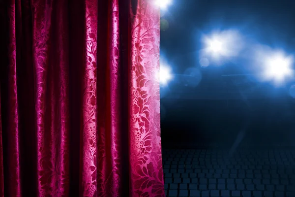 Theater curtain with dramatic lighting — Stock Photo, Image