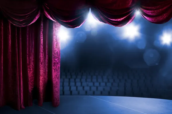 Theater curtain with dramatic lighting — Stock Photo, Image