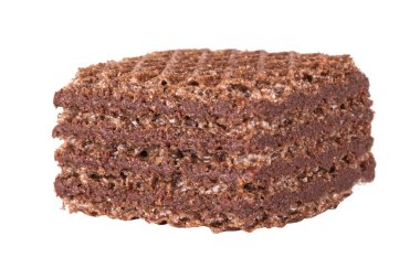 Beyaz arkaplanda izole edilmiş çikolatalı gofret.