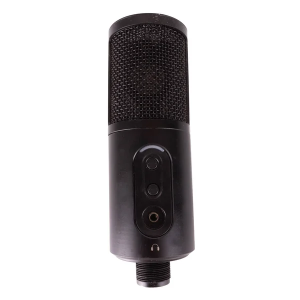 Gravação Microfone Isolado Fundo Branco — Fotografia de Stock