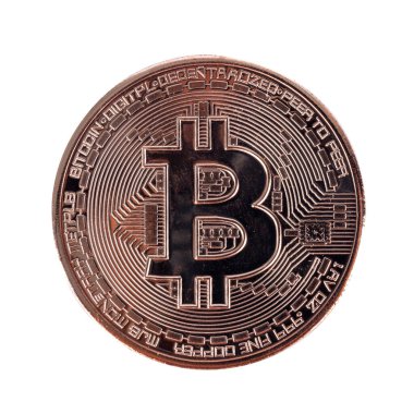 Bitcoin beyaz arkaplanda izole edildi.