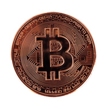 Bitcoin beyaz arkaplanda izole edildi.